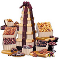 Golden Delights Tower with Sheer Burgundy Ribbon